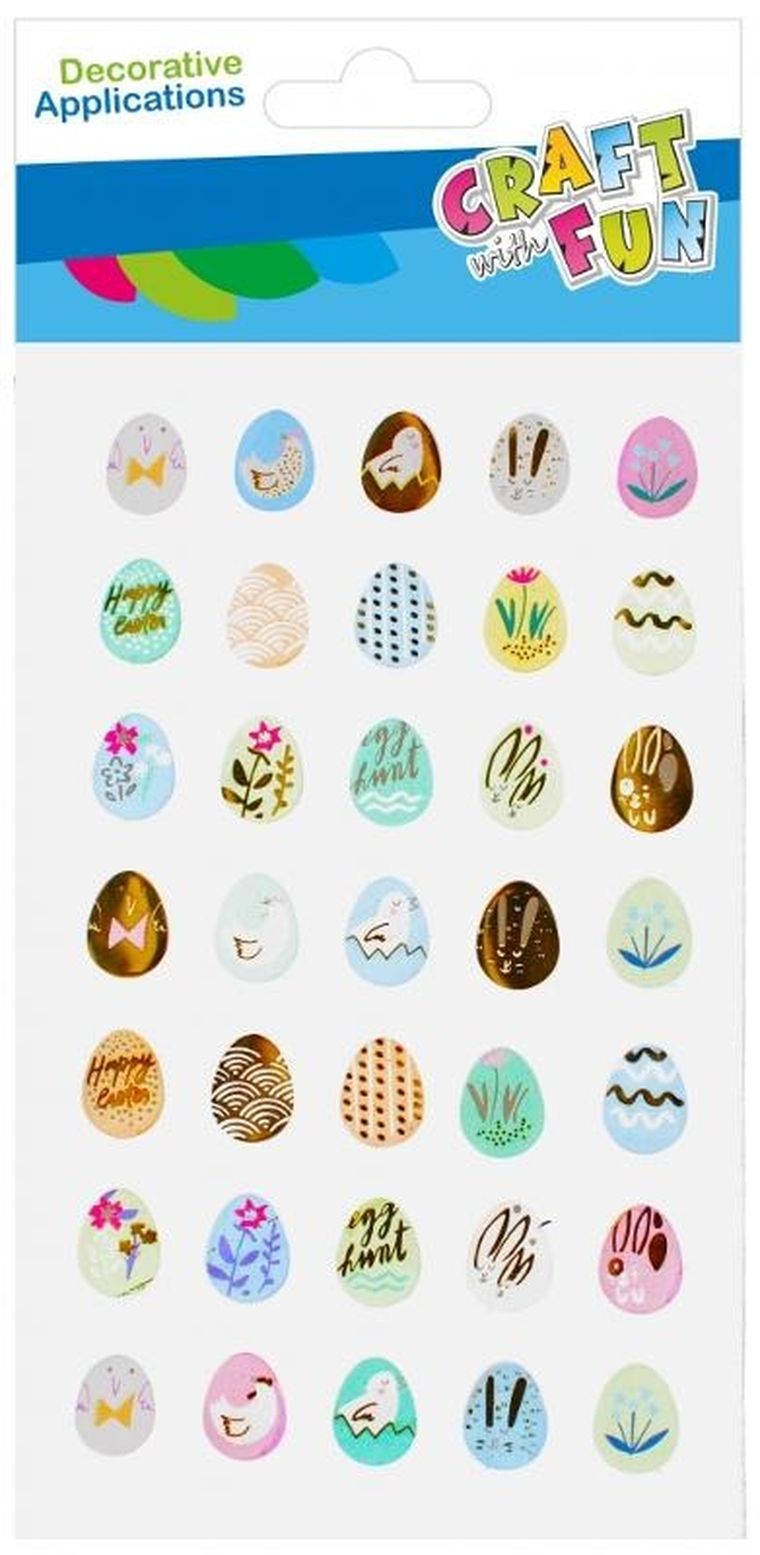 Craft With Fun, ozdobne naklejki, metaliczne, pisanki