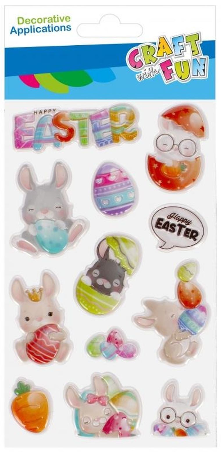 Craft With Fun, ozdobne naklejki, puffy, zajączek