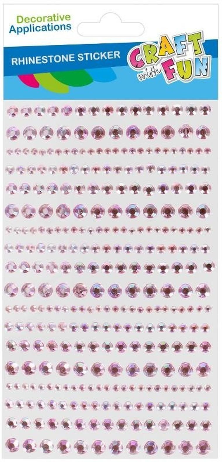 Craft With Fun, ozdoby dekoracyjne, samoprzylepne kryształki, różowe, 18 szt.