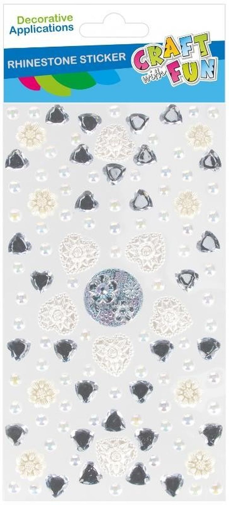 Craft With Fun, ozdoby dekoracyjne, samoprzylepne kryształki, srebrne