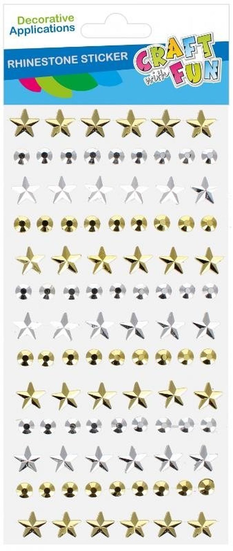 Craft With Fun, ozdoby dekoracyjne, samoprzylepne kryształki, srebrne i złote