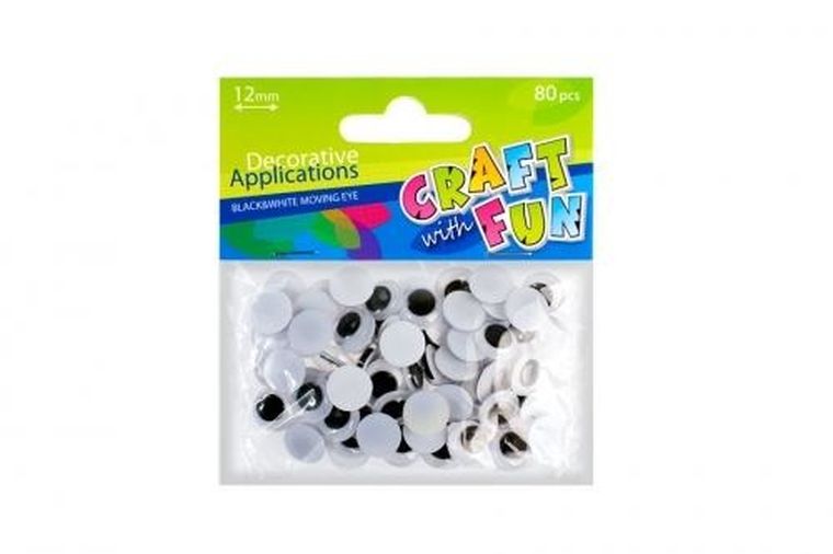Craft With Fun, ozdoby dekoracyjne, samoprzylepne oczy, 12 mm