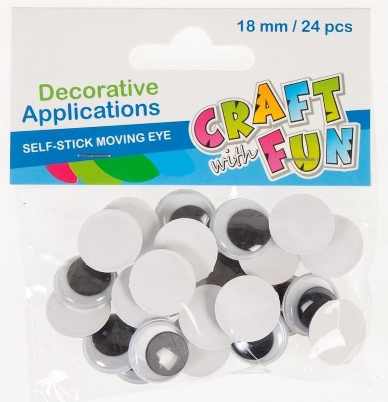Craft With Fun, ozdoby dekoracyjne, samoprzylepne oczy, 18 mm