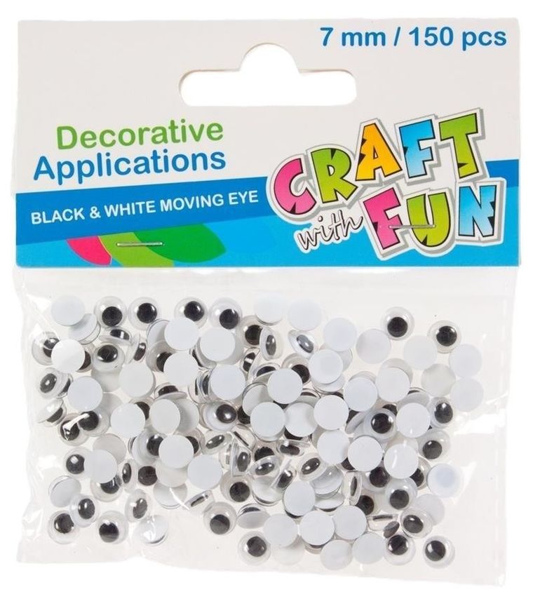 Craft With Fun, ozdoby dekoracyjne, samoprzylepne oczy, 7 mm