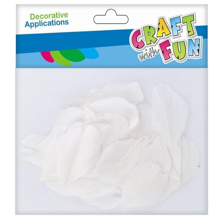 Craft With Fun, piórka dekoracyjne, białe, 5-8 cm, 3g