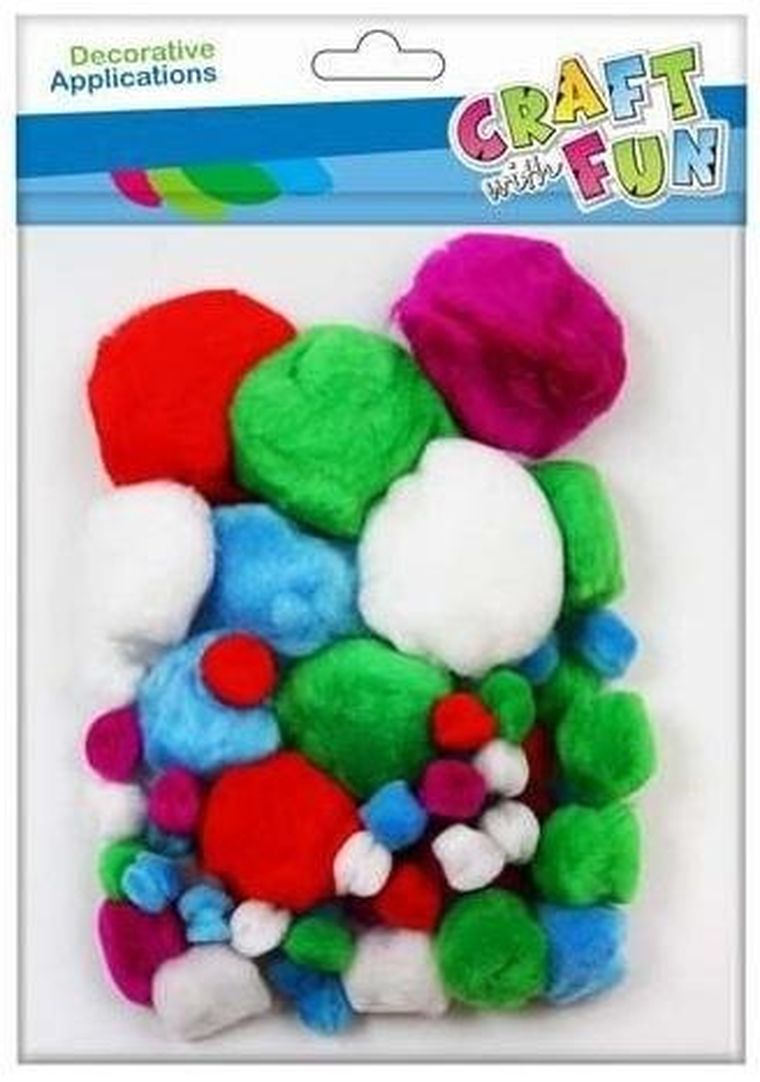 Craft With Fun, pompony akrylowe, 60 szt.