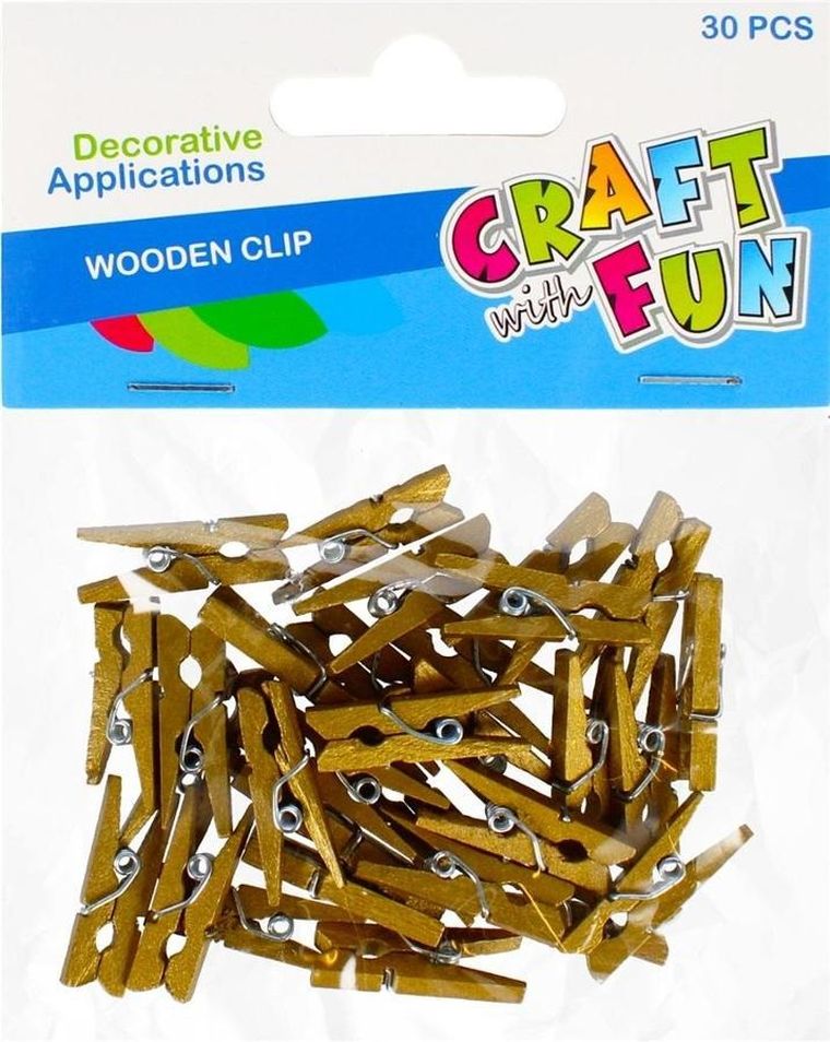 Craft With Fun, spinacze drewniane, dekoracyjne, 30 szt.