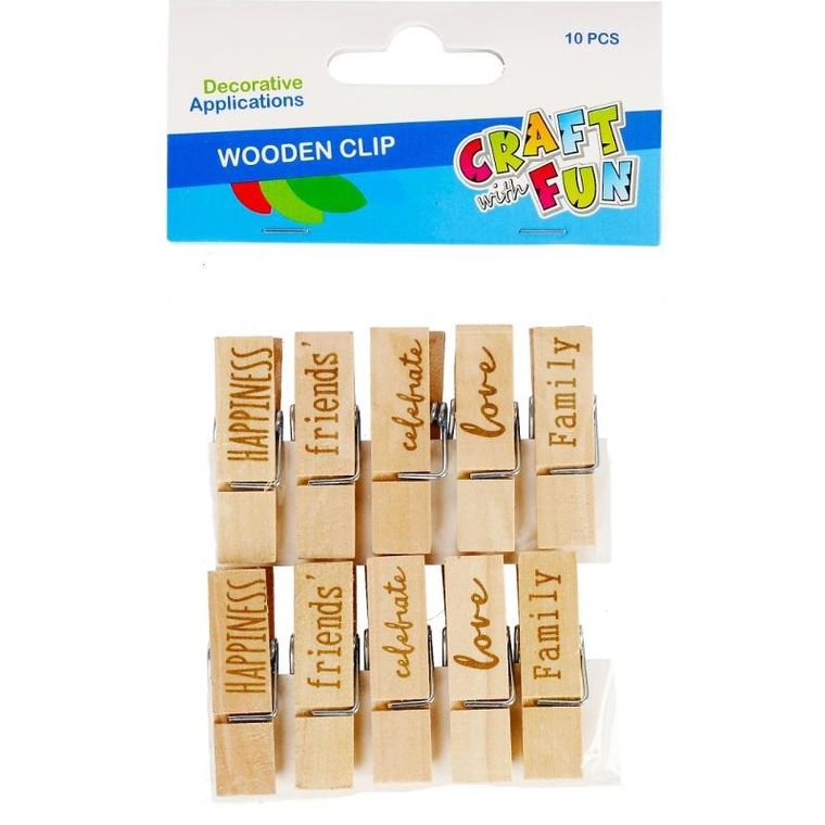 Craft With Fun, spinacze drewniane, napisy