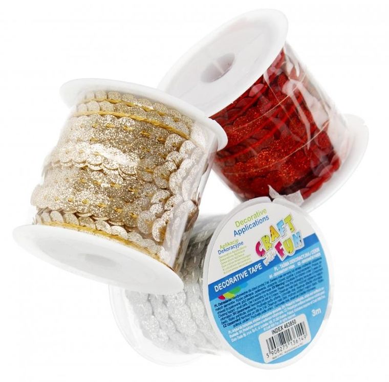Craft With Fun, taśma dekoracyjna, cekinowa, 3m, 1 szt.