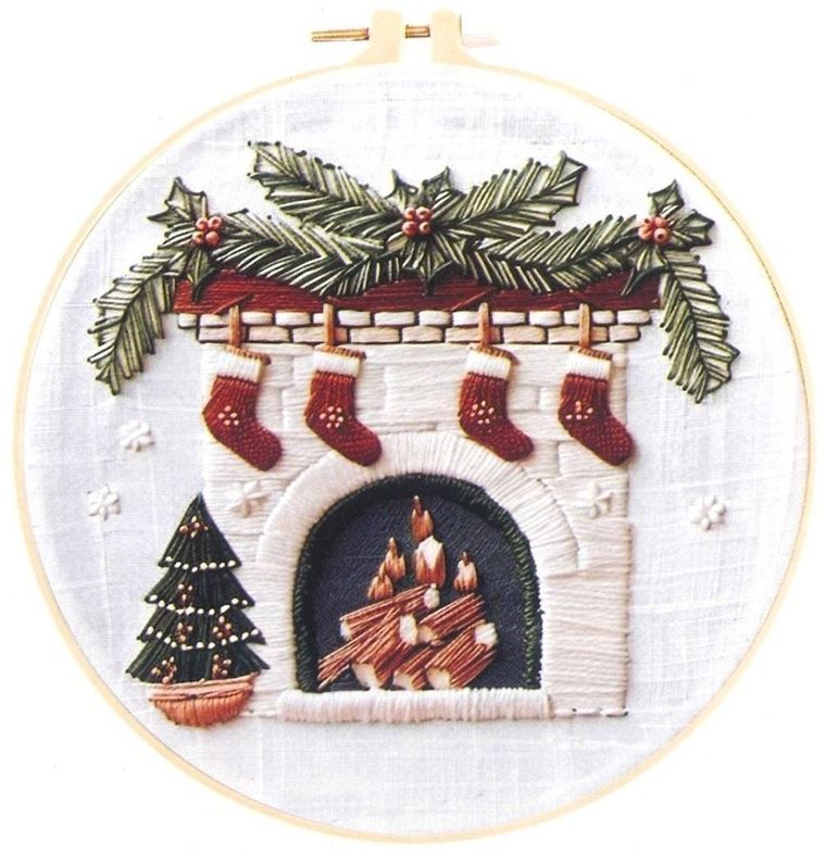 Craft With Fun, zestaw do haftowania, świąteczny kominek