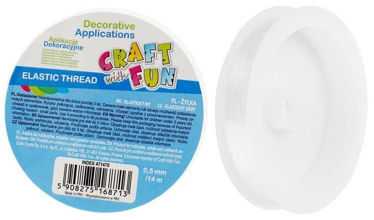Craft With Fun, żyłka dekoracyjna, biała, 14 m