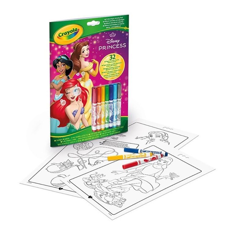 Crayola, Księżniczki Disneya, kolorowanka z łamigłówkami i flamastrami