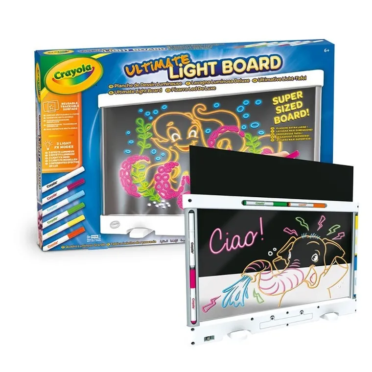 Crayola, podświetlana tablica LED z żelowymi flamastrami, 6 szt.