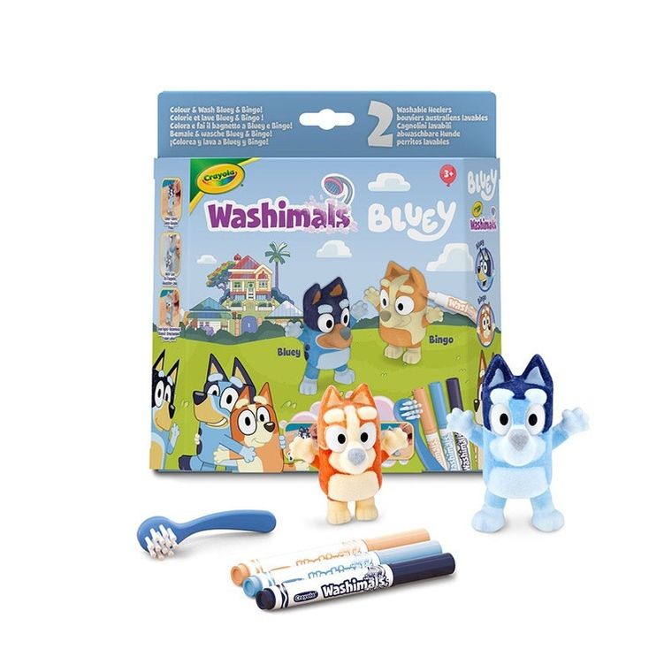 Crayola, Washimals, Bluey, figurki do kolorowania zmywalnymi flamastrami, 2 szt.