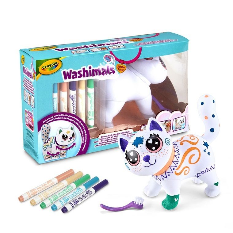 Crayola, Washimals, Jumbo Pets, figurka do kolorowania zmywalnymi flamastrami, Kotka Jenny