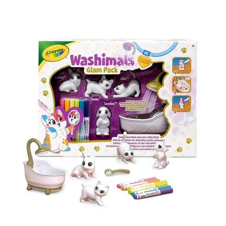 Crayola, Washimals, Kotki Glam, figurki do kolorowania zmywalnymi flamastrami, 4 szt.