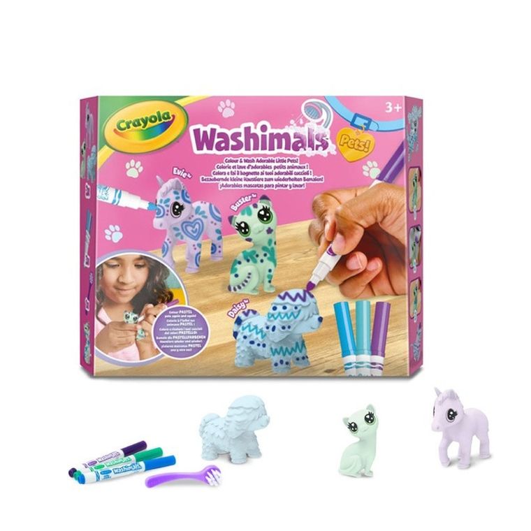 Crayola, Washimals, Pastel Pets, figurki do kolorowania zmywalnymi flamastrami, 3 szt.