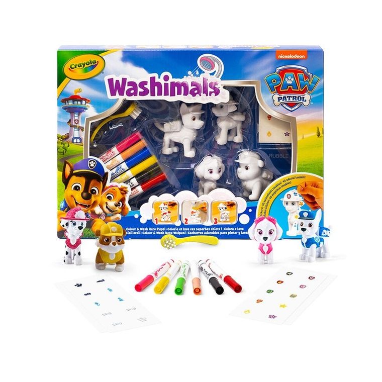 Crayola, Washimals, Psi Patrol, figurki do kolorowania zmywalnymi flamastrami, 4 szt.