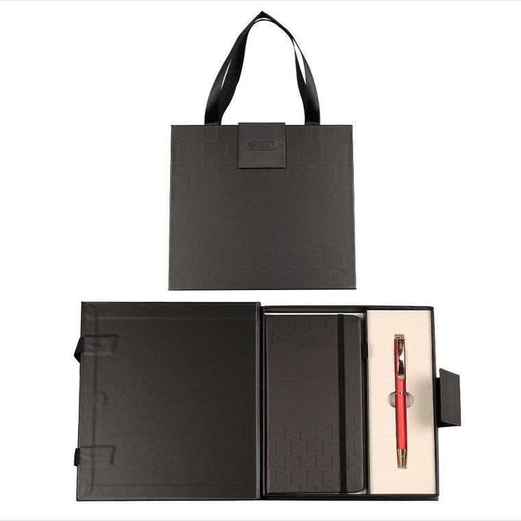 Cresco, Classic, długopis + notes premium w pudełku, czerwono-złoty