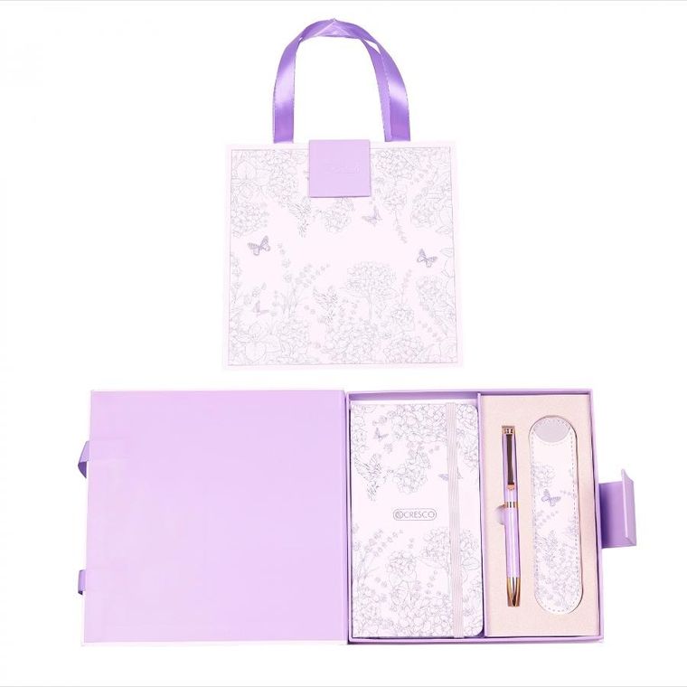 Cresco, długopis + notes premium w pudełku, fioletowy