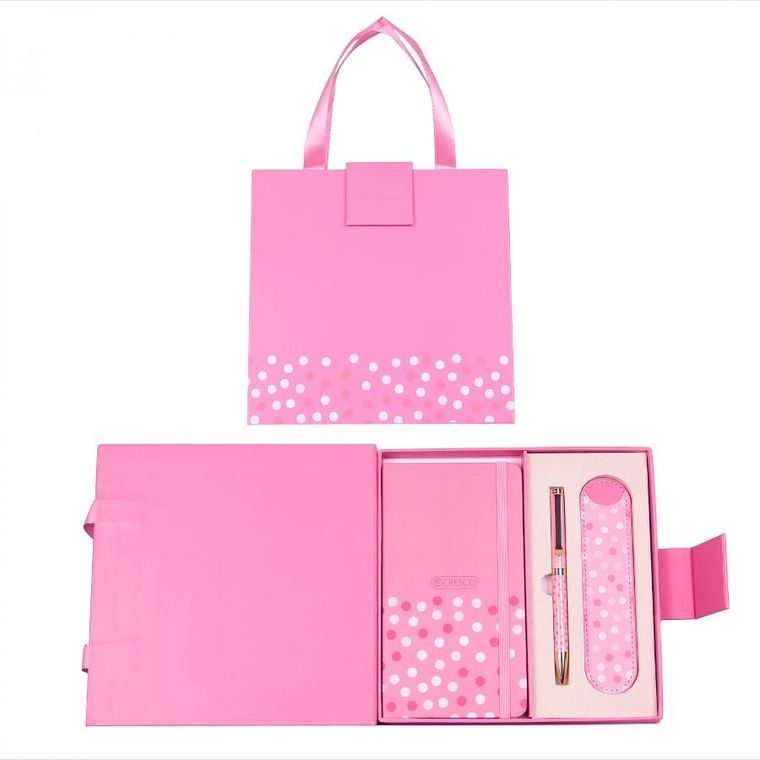 Cresco, długopis + notes premium w pudełku, różowy