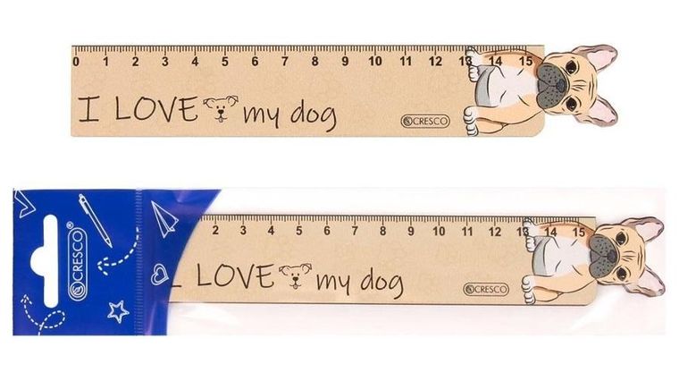 Cresco, linijka drewniana, Buldog, 15 cm
