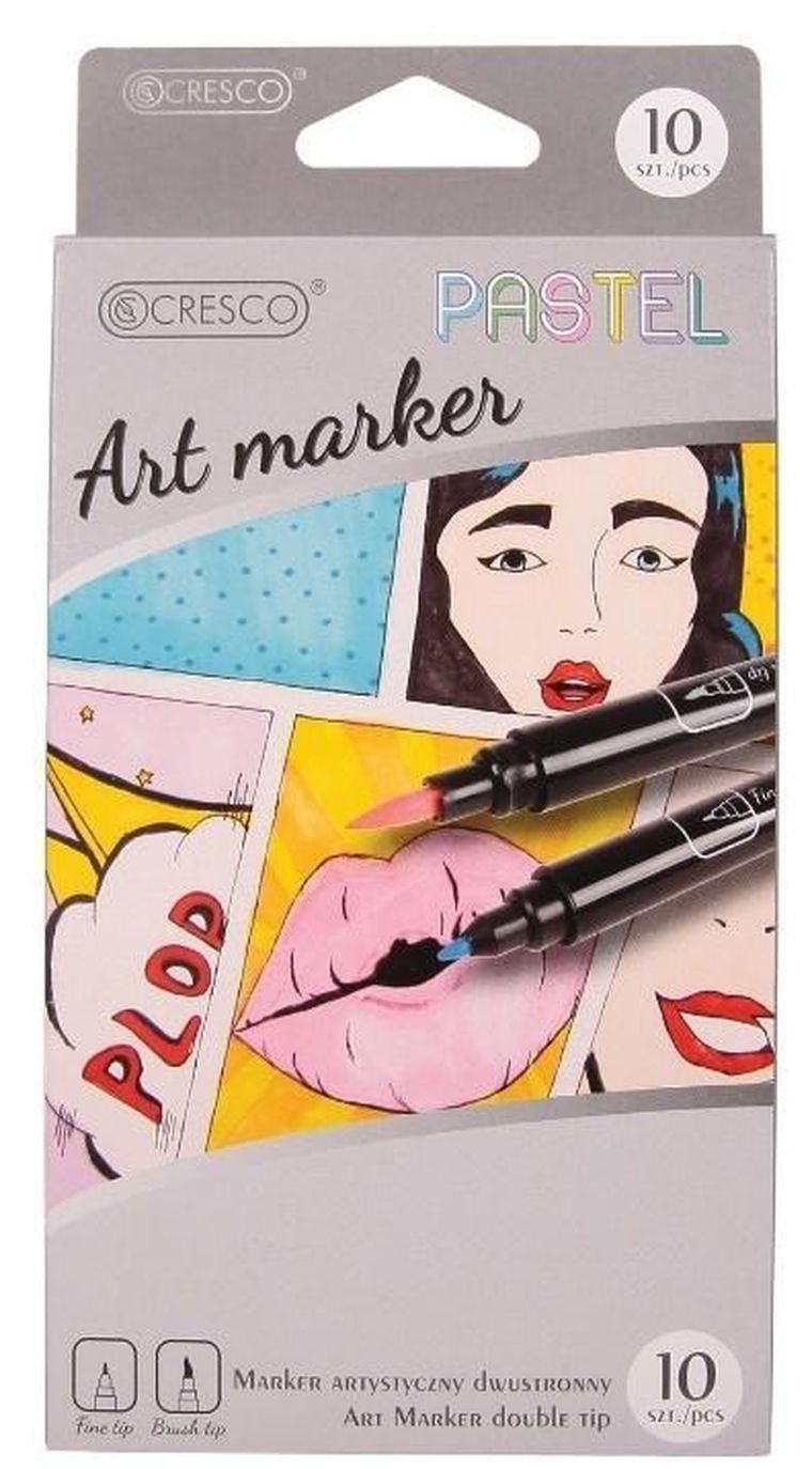 Cresco, markery artystyczne, dwustronne, pastelowe, 10 kolorów