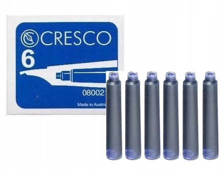 Cresco, naboje do piór, niebieskie, 6 szt.
