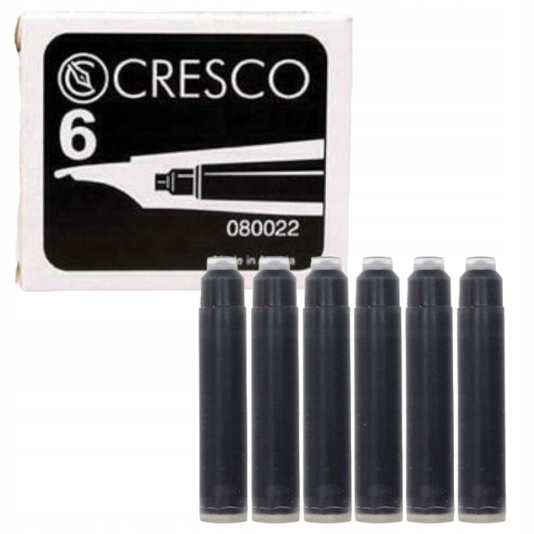 Cresco, naboje do pióra, krótkie, czarne, 6 szt.