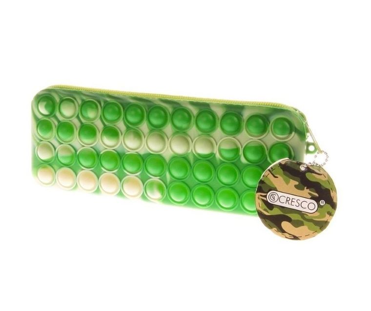 Cresco, piórnik szkolny, silikonowy, Moro zielony