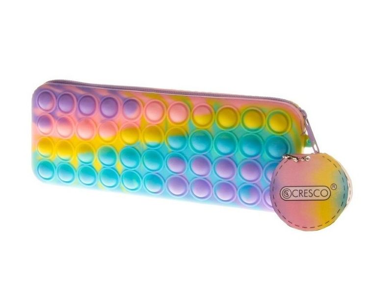 Cresco, piórnik szkolny, silikonowy, Rainbow