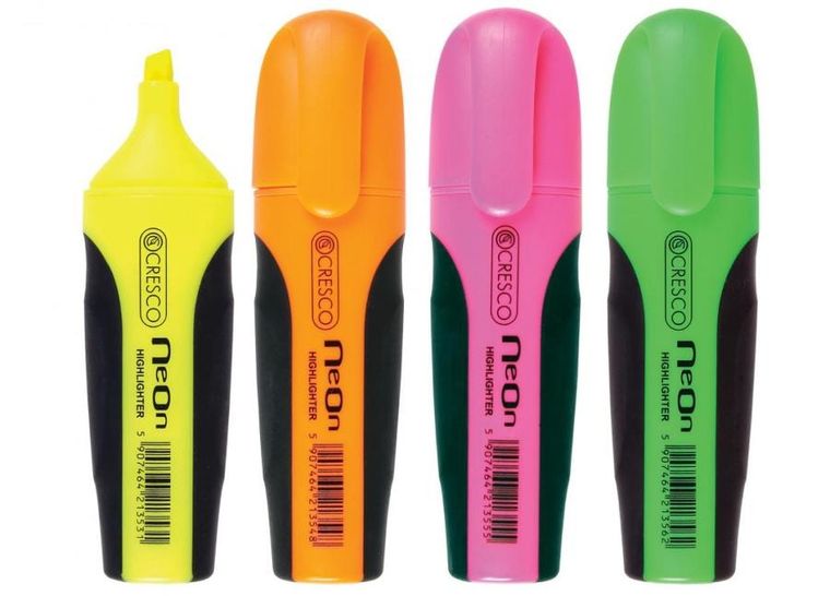 Cresco, zakreślacze, neonowe, 4 kolory