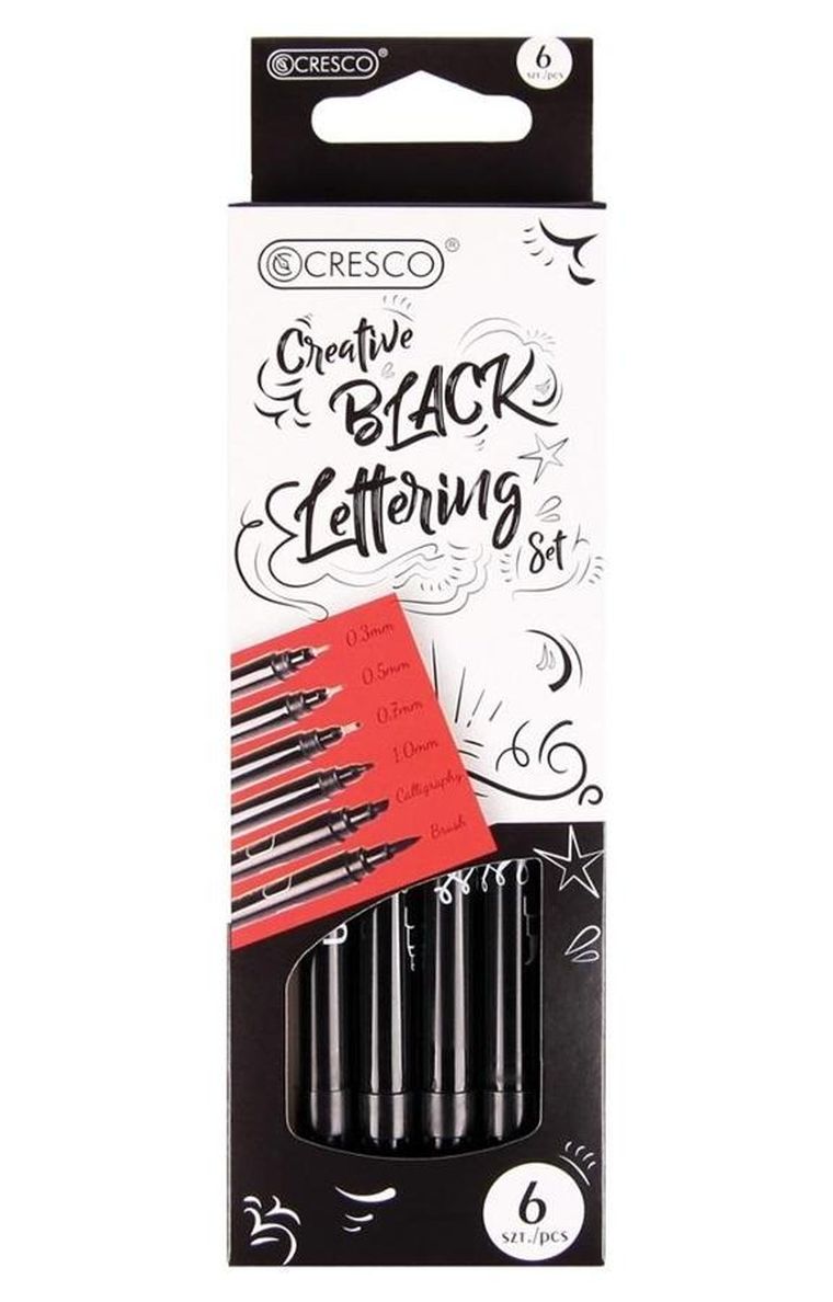 Cresco, zestaw do Kaligrafii i Liternictwa, Black, 6 elementów