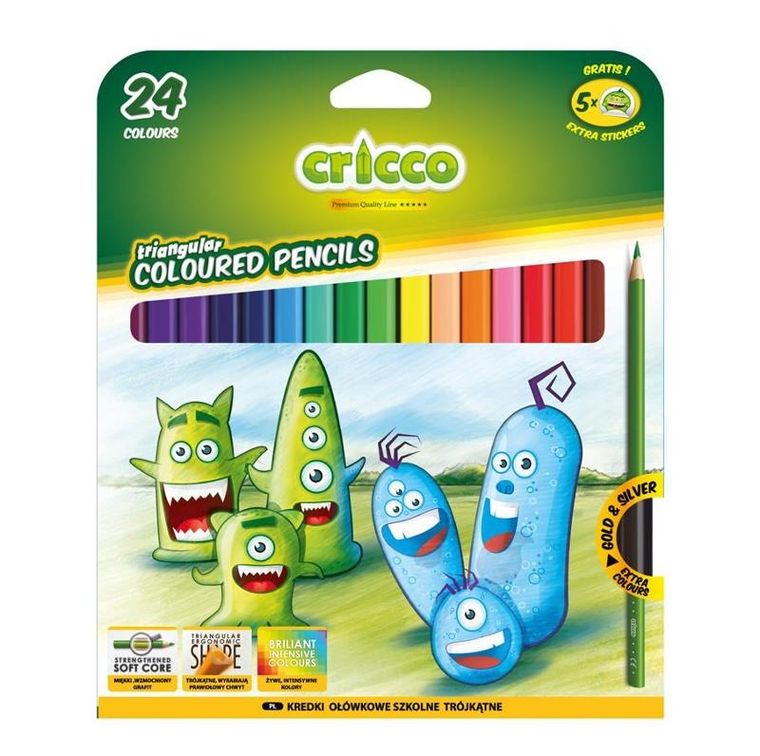 Cricco, kredki trójkątne, 24 kolory