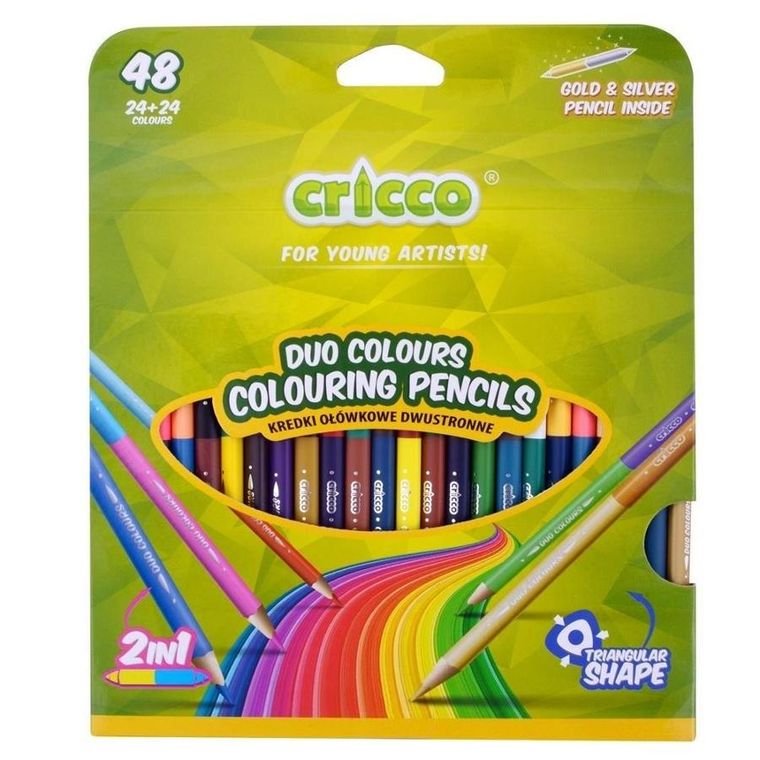 Cricco, kredki trójkątne, dwustronne, 48 kolorów