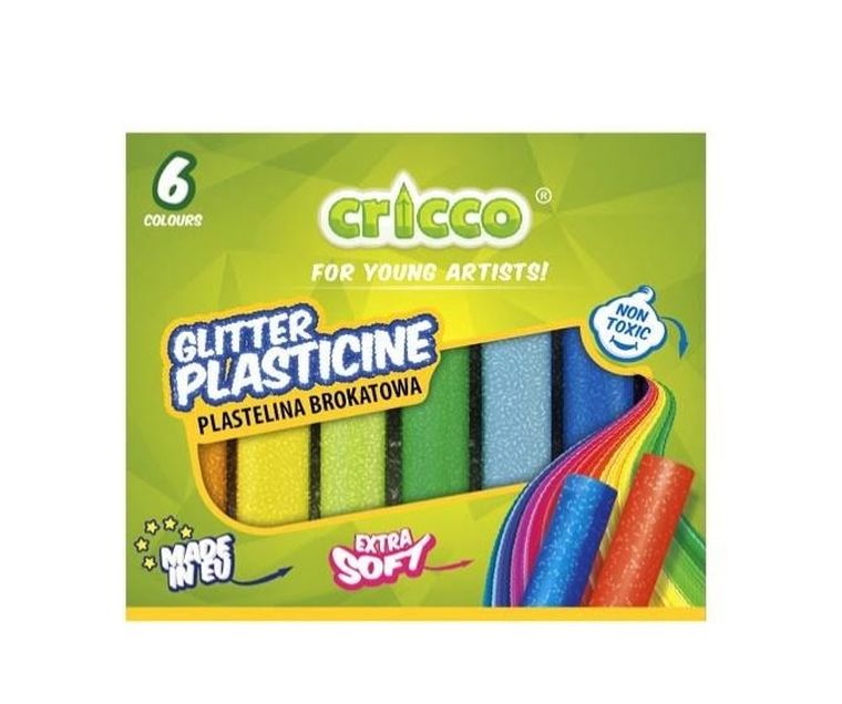 Cricco, plastelina brokatowa, 6 kolorów