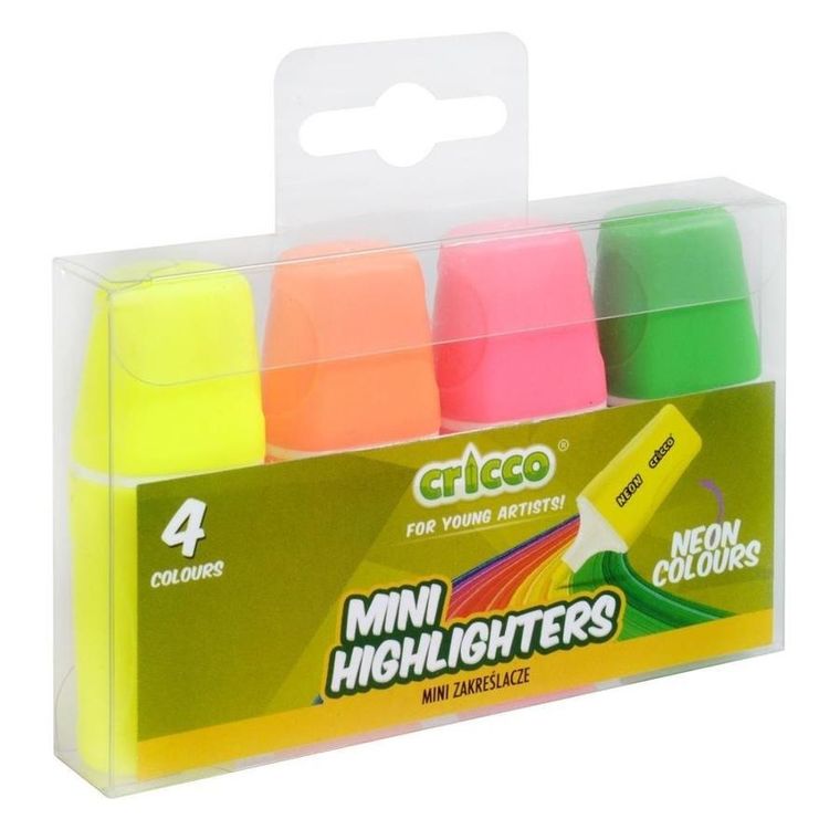 Cricco, zakreślacze mini, neon, 4 kolory