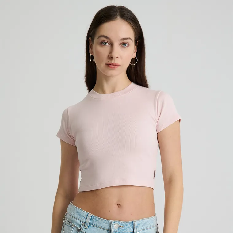 Crop top prążkowany z domieszką modalu NOWEAR