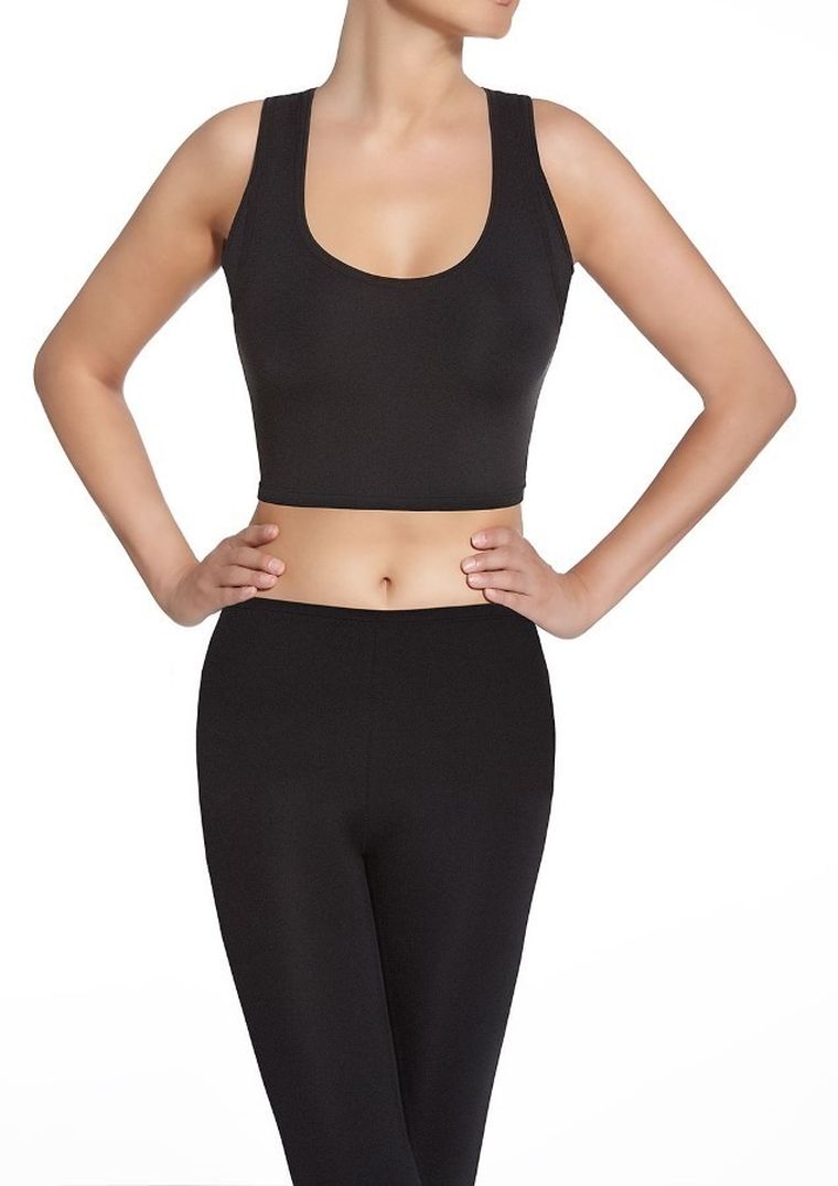 Crop-top sportowy damski, czarny, Bas Black