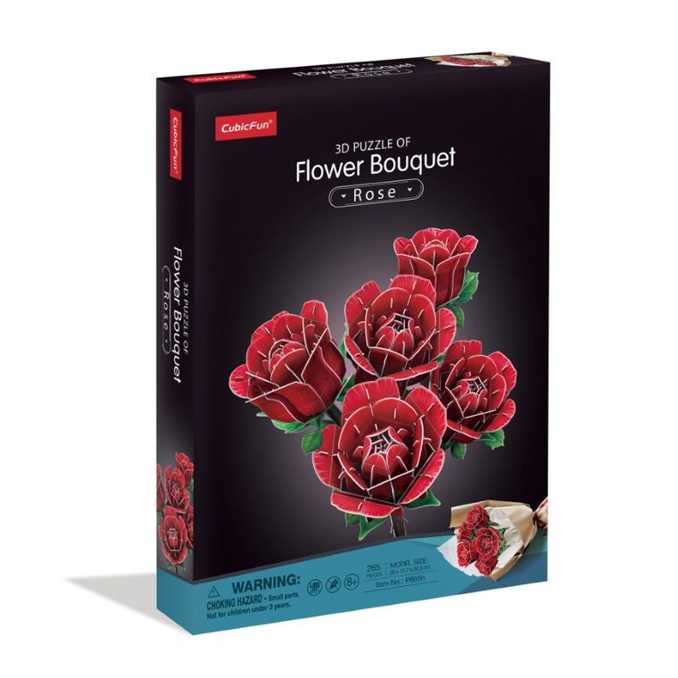 Cubic Fun, Duży bukiet kwiatów, róże, puzzle 3D, 265 elementów