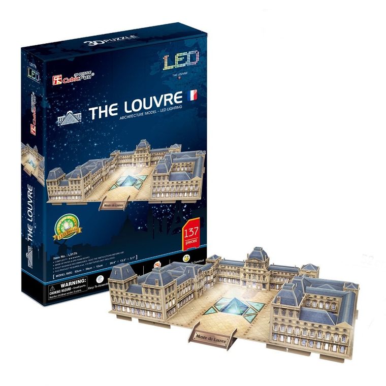 Cubic Fun, LED Pałac Luwr, puzzle 3D, 137 elementów