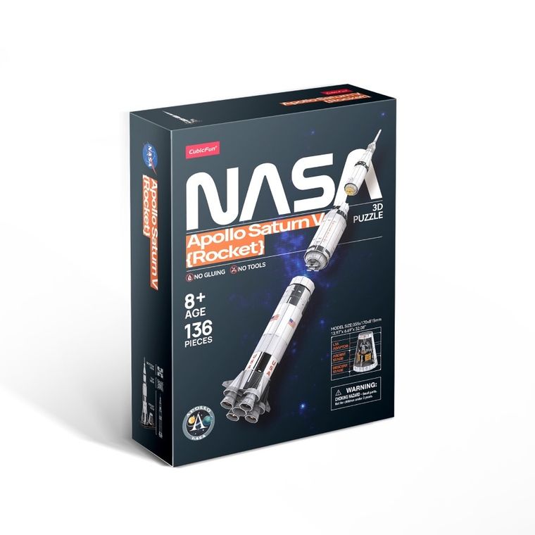 Cubic Fun, NASA, Apollo Saturn V Rocket, puzzle 3D, 136 elementów