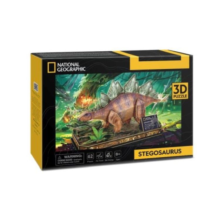 Cubic Fun, National Geographic, puzzle 3D, stegozaur, 62 elementy