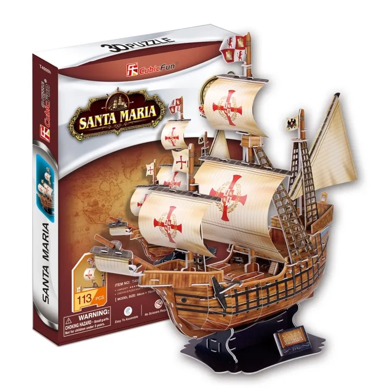 Cubic Fun, Żaglowiec Santa Maria, puzzle 3D, 113 elementów
