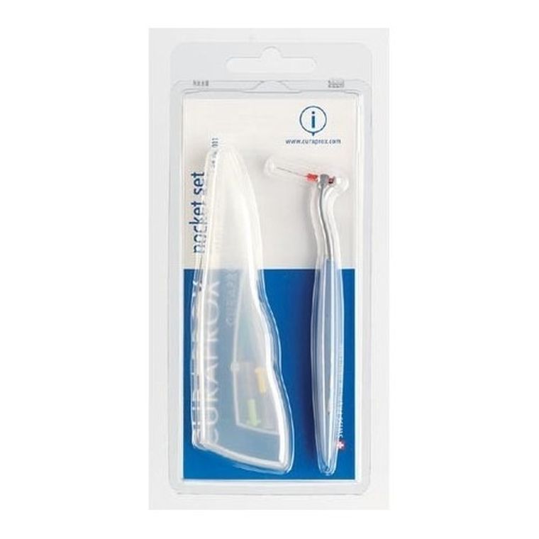 Curaprox, czyściki międzyzębowe, końcówki CPS457, 4 szt. + uchwyt + euti, zestaw turystyczny