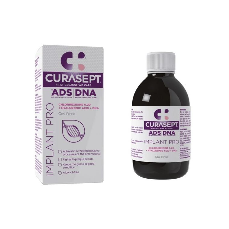Curasept, płyn do płukania ust, 0,2%CHX ADS Implant + kwas hialuronowy + DNA - IMPLANT PRO, 200 ml