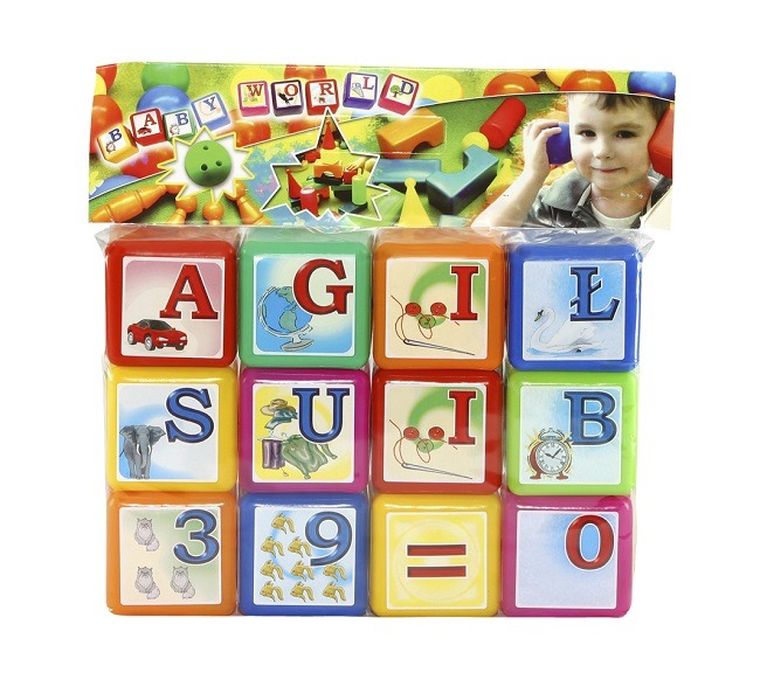 Czako, litery i liczby, klocki edukacyjne, 12 elementów