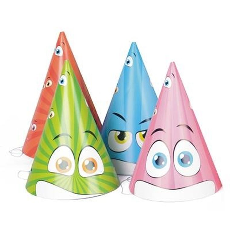 Czapeczki imprezowe z oczkami, zestaw, 4 szt.