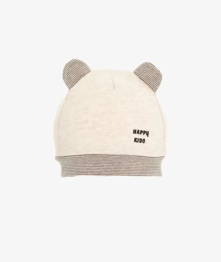 Czapka chłopięca, beżowa, uszy, Happy kido, Iltom