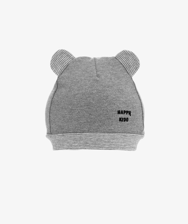 Czapka chłopięca, ciemnoszara, uszy, Happy kido, Iltom